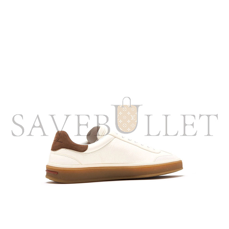 LORO PIANA TENNIS WALK SUEDE-TRIMMED LEATHER SNEAKERS 